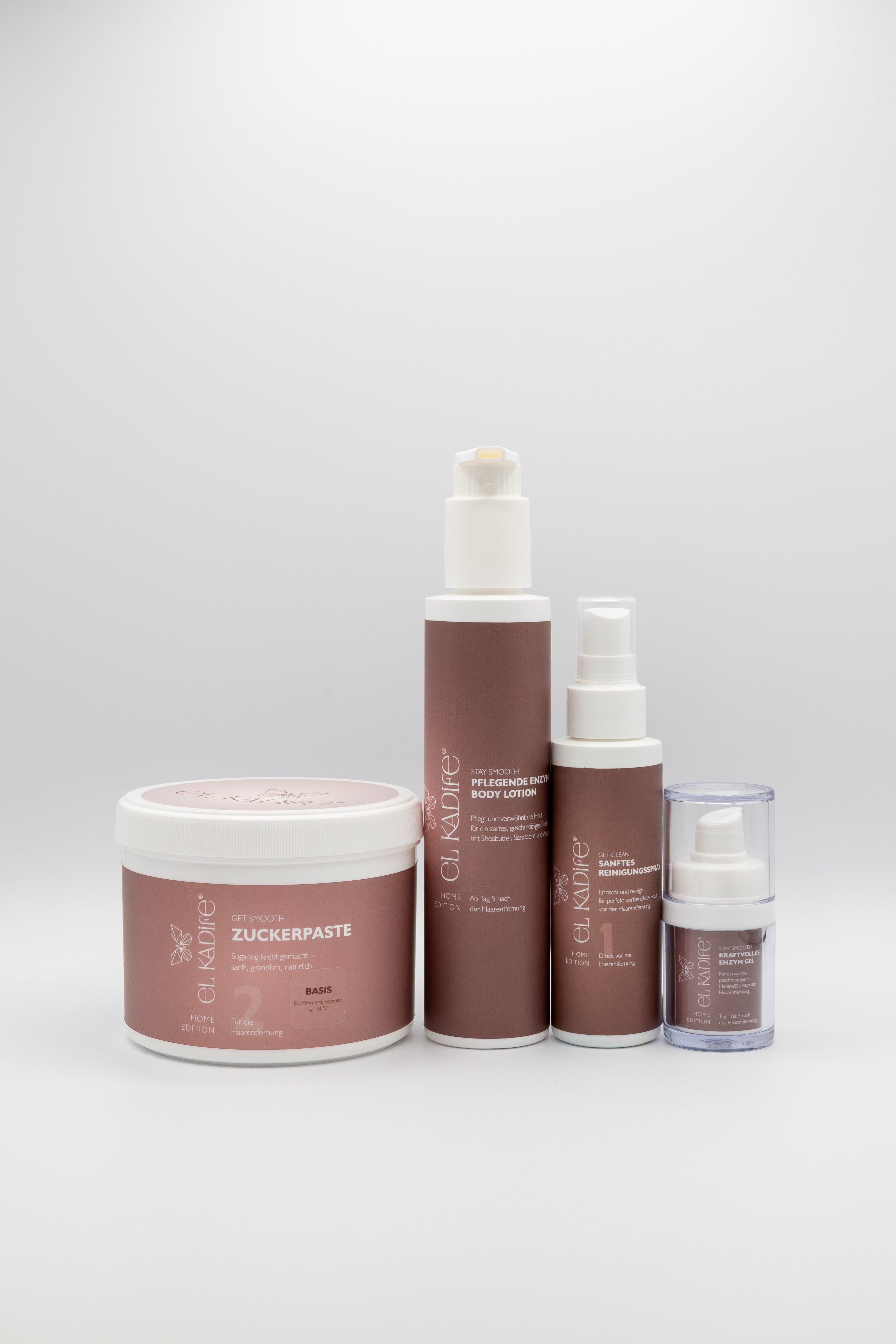 Zuckerpaste Premium Set für Anfänger - von der sanften Reinigung bis zur Haarwuchsreduktion alles dabei. Enzym Gel und Body Lotion.
